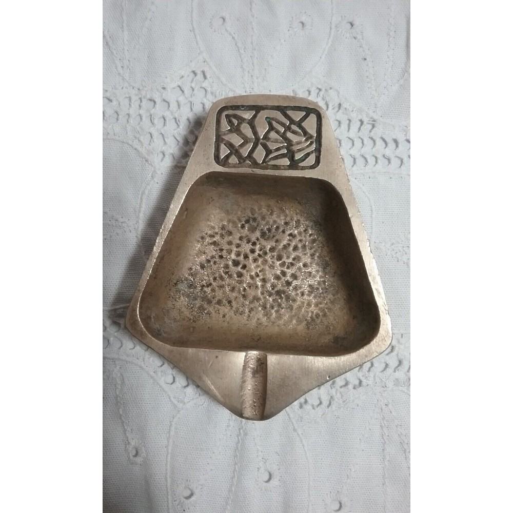 Vintage Dayagi Small Hammered Brass Ashtray  Signed Israel